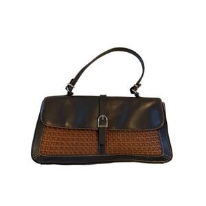 Maxx New York Wicker Woven Leather Shoulder Bag Purse Brown Luxury Boho Y2K 90s